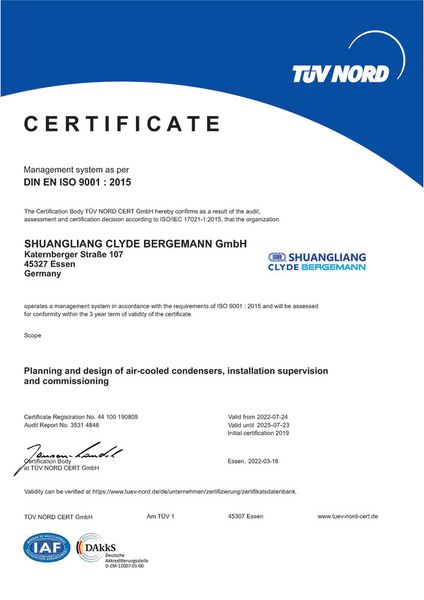 Shuangliang Clyde Bergemann GmbH - Certificate - Shuangliang Clyde Bergemann GmbH 